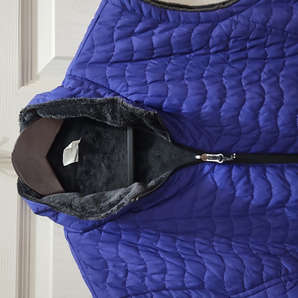Free Country Purple Gray Reversible Quilted Fleece Vest Sz XL - Picture 2 of 9